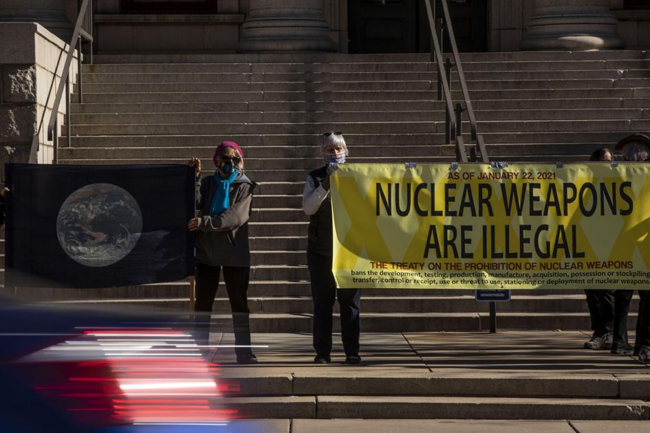 Anti-war protesters in Colorado Springs call for adherence to new U.N. treaty