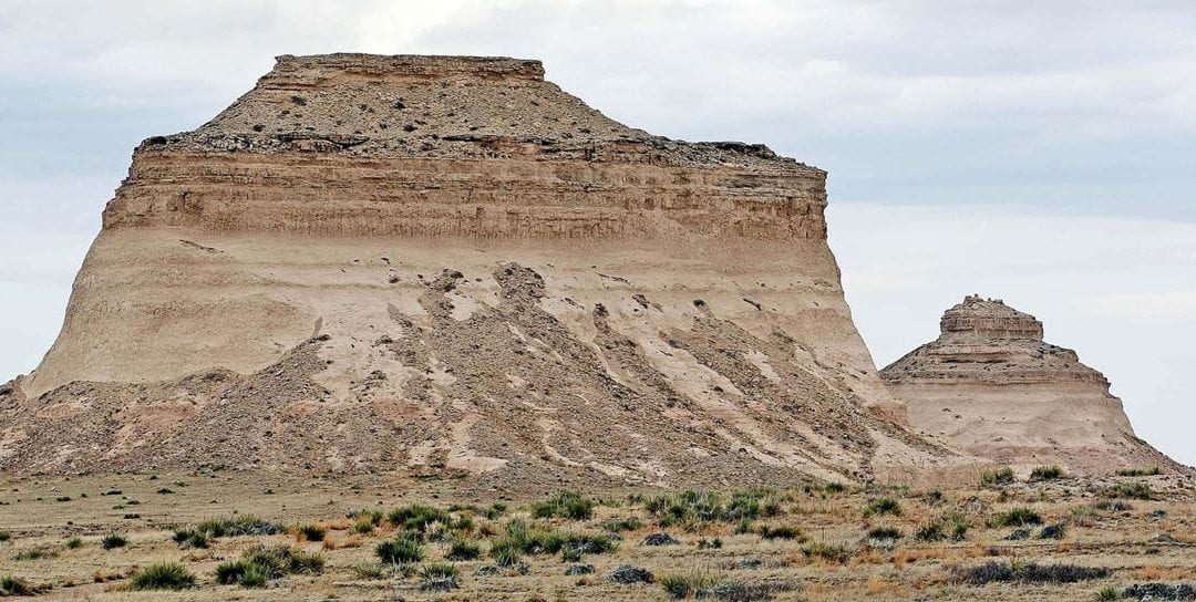 These twin buttes surprise on the prairie of northeastern Colorado