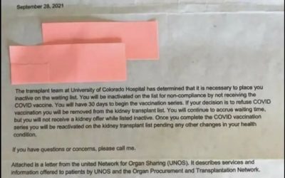 Colorado Kidney Patient Denied Transplant Due to Vaccine Status – Both Willing Donor and Patient Unvaccinated, Hospital Refuses Surgery – The Last Refuge
